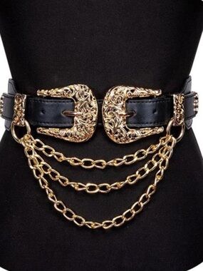 Waist Belt | Gold Alloy Buckle, Hidden Snap Closure - Vegan Leather